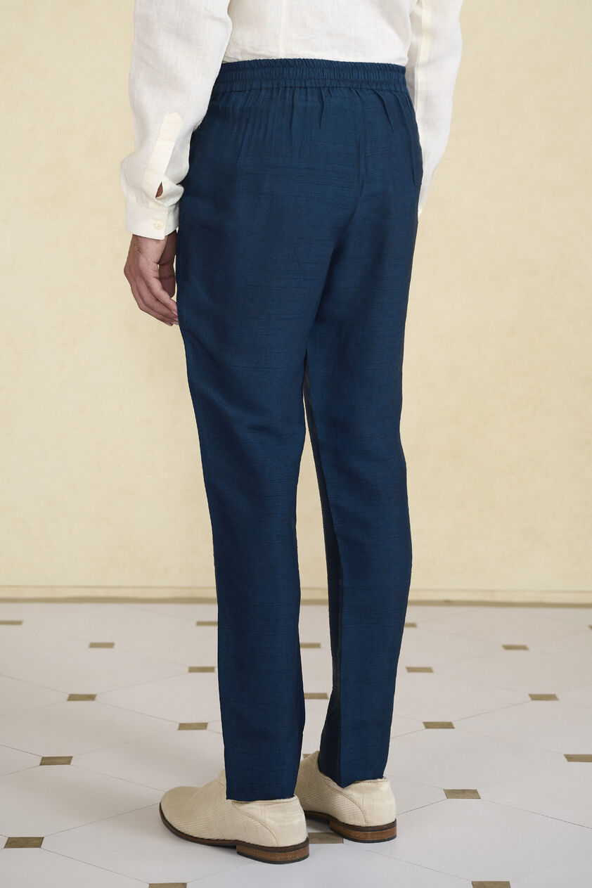Indigo Silk Trousers, Indigo, image 3